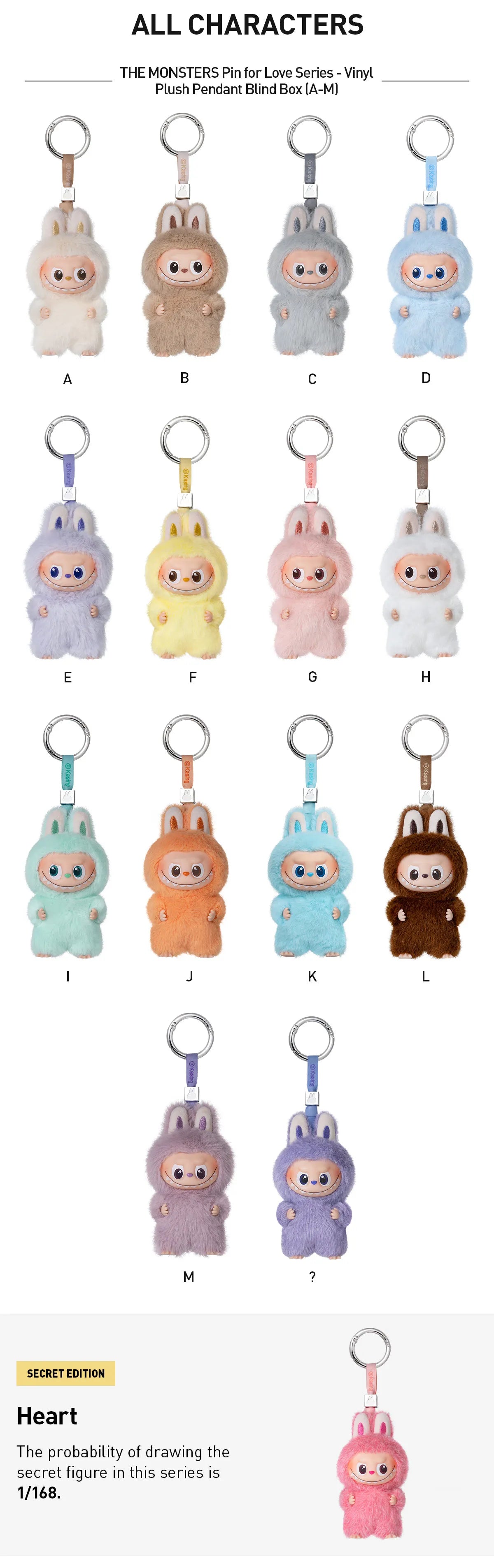 "NEW RELEASE" Labubu The Monsters Pin for Love Series Vinyl Plush Pendant (A-M) Single Blind Box